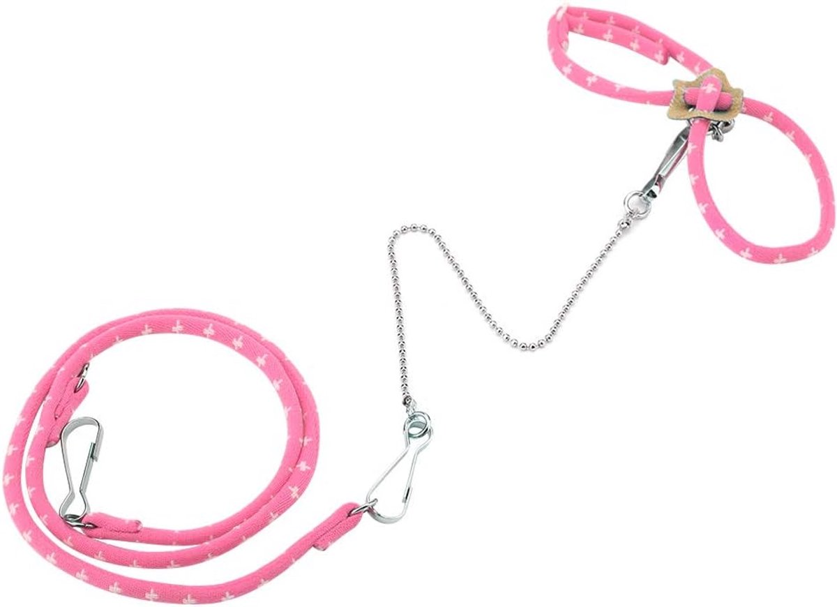 Hamster Trainingslijn, Muis Muizen Streep Vest Harnas Touw Lopen Met Zoeker Bell (Roze)