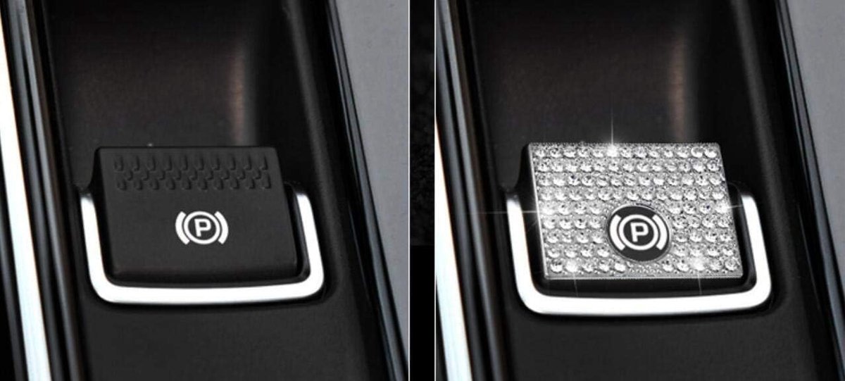 Interieur Trim Bling Accessoires geschikt voor Jaguar XF 2012-2015 Auto modificatie Accessoires Vrouwen Strass Crystal Decals Accessoires Handbrake decoration sticker 1pc ZILVER