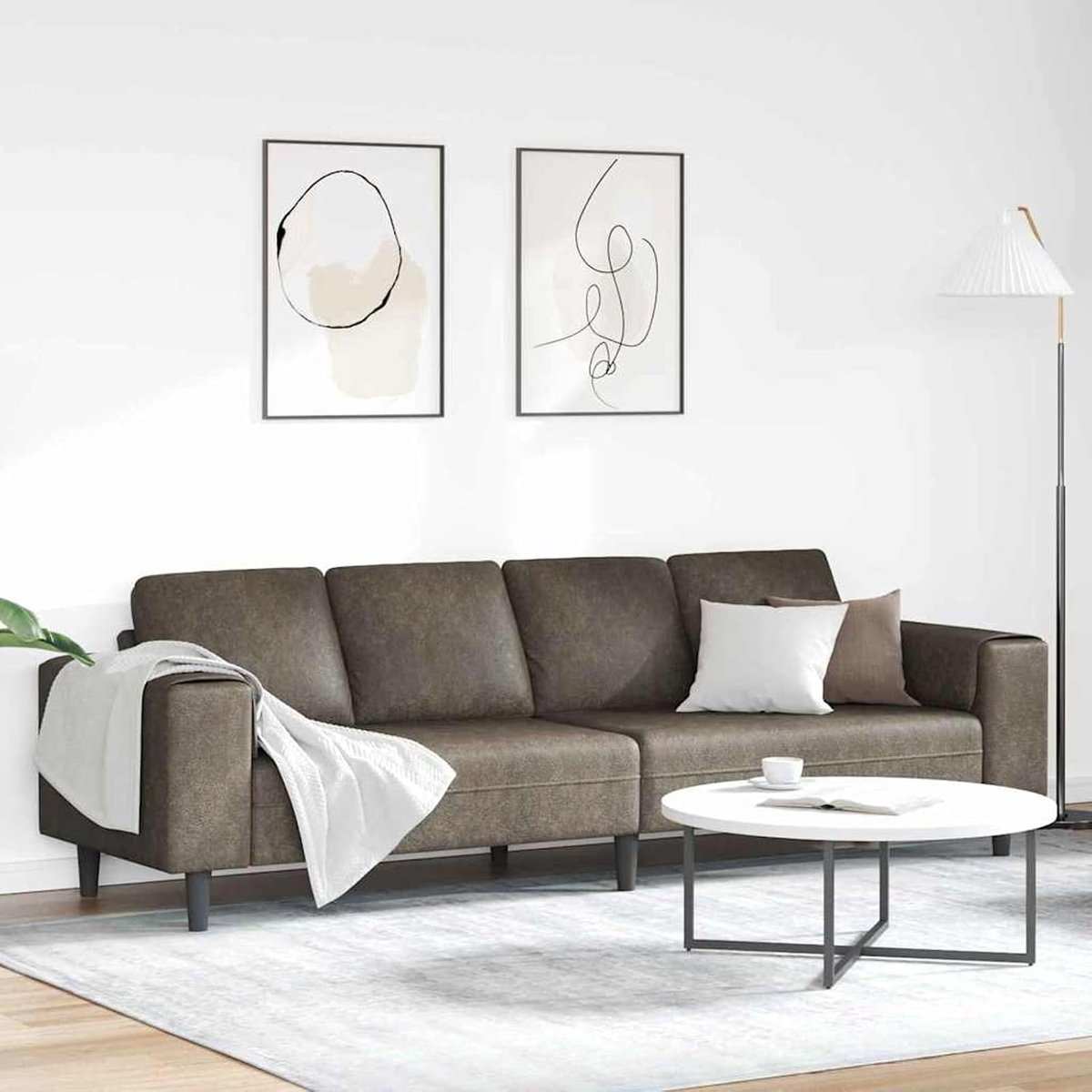 Bankset, donkergrijs kunstsuède, gestoffeerde bank, zitgroepen, bank voor woonkamer, appartement, kantoor, logeerkamer, entree