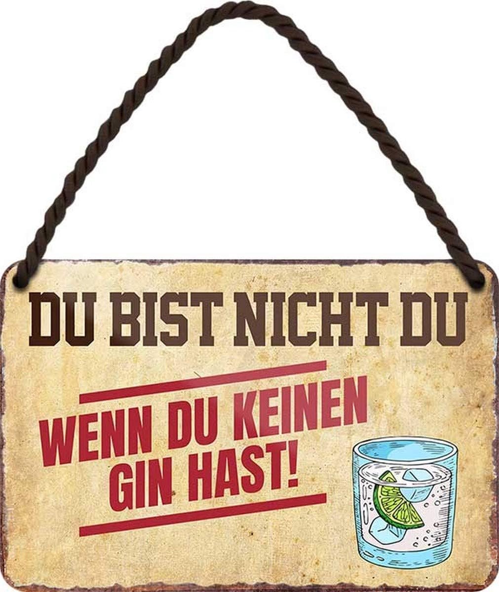 / A Du bist Nicht Du, wenn Du nicht Gin hat 18x12 cm metalen bord hangbord HS448