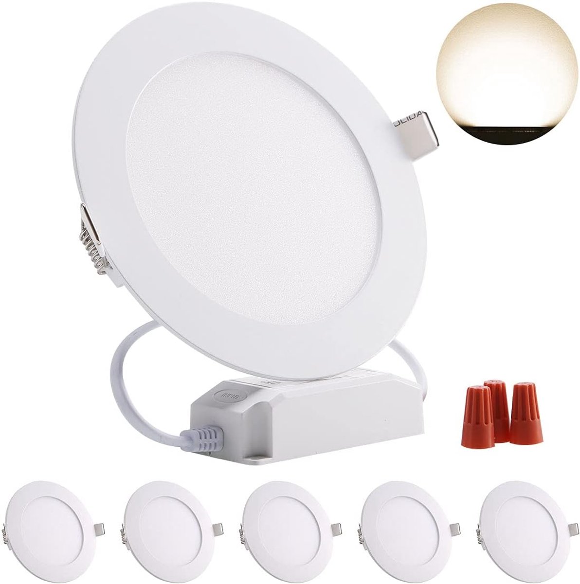 5 LED Inbouwspots Plat 13 mm, 230 V 6 W 480 LM Inbouwverlichting Dimbare Inbouwspots CRI 80 Plafondspot IP44 Spot voor Badkamer, Woonkamer, Keuken Neutraal