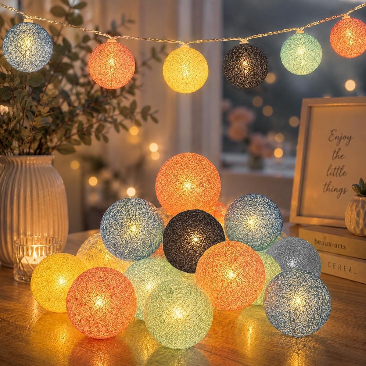 LED Sfeerverlichting met 20 Lampjes - 300 cm Batterij Aangedreven voor Kerst, Bruiloft en Feestdecoratie