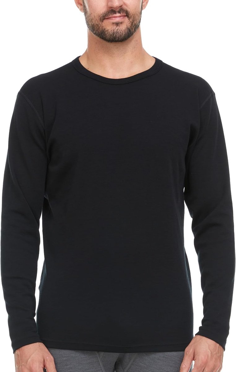 Merino Wool Heren Chocorua Midweight Crew (groot en lang), zwart