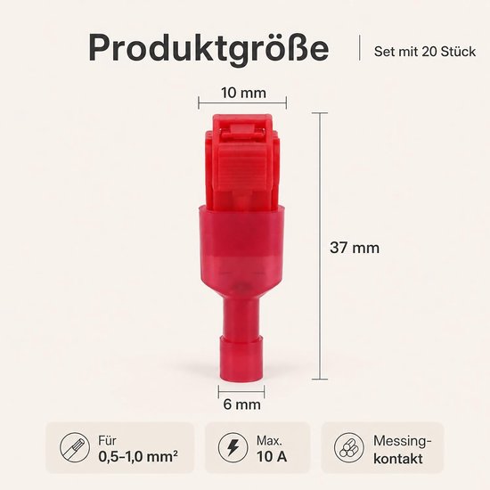 20 stuks T-aftakverbinders, rood, aansluitklemmen voor robotmaaiers, weerbestendig, zonder strippen, compatibel met Husqvarna, Gardena, Bosch, Worx, voor begrenzingskabel en laadstation — afbeelding 2