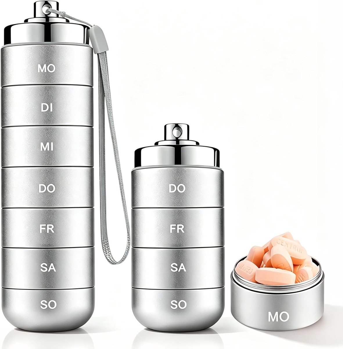 Pillendoos voor 7 dagen, waterdichte medicijnbox met 7 vakken, ideale organizer voor vitamines, supplementen en medicijnen, perfect voor reizen en sportactiviteiten