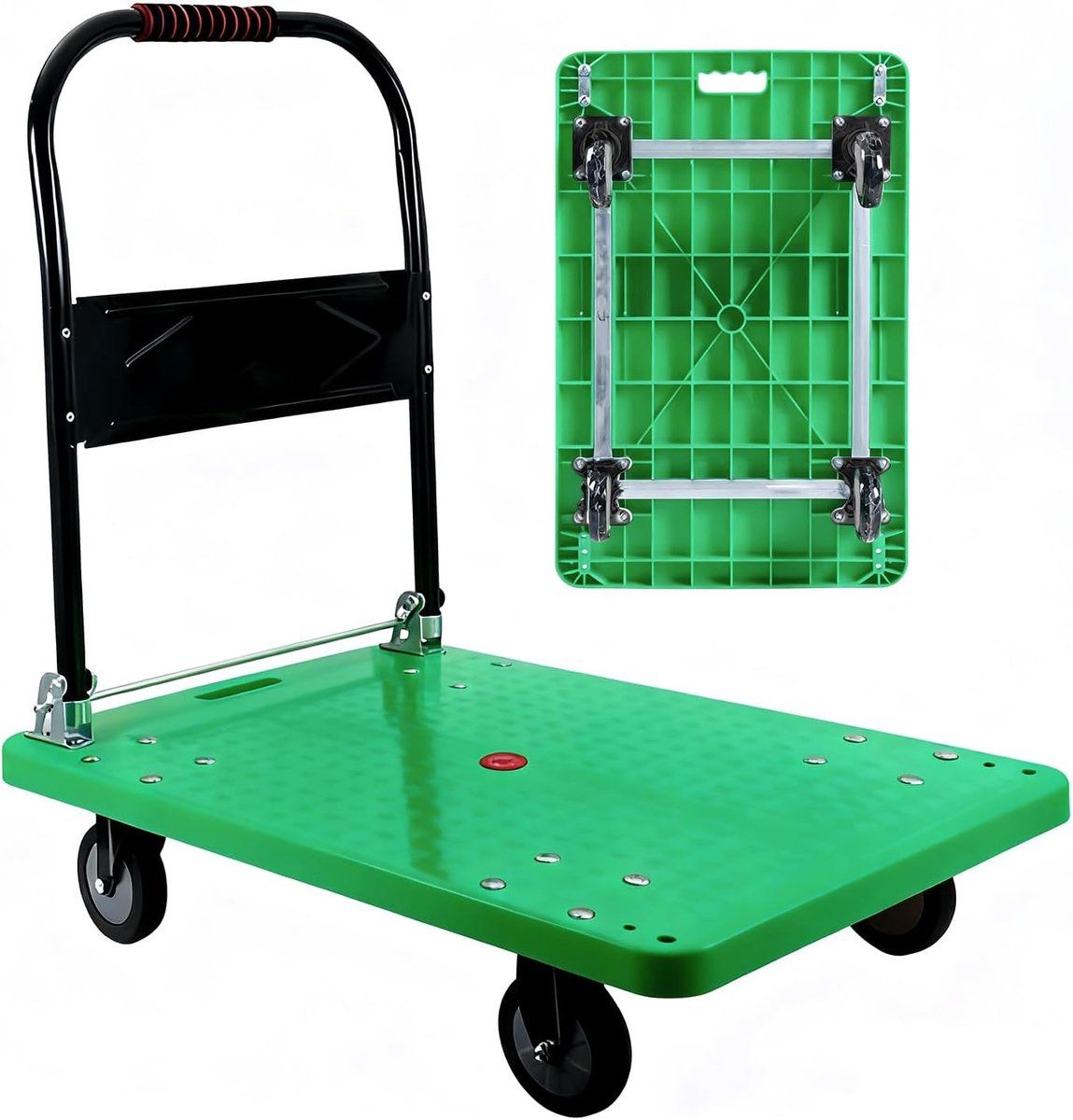 Inklapbaar, extreem licht, Bai You Mei platformwagen, 150 kg, 70 x 50 cm groot oppervlak, transporthulp, verhuishulp, antislip, inklapbaar, groen, 70 x 50 cm