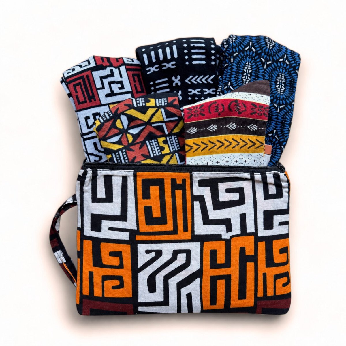 Afrikaanse sokken / Afro socks set NKEM met tasje - Set van 5 paar - Afrika print kousen / Happy Colorful Socks / Vrolijke sokken Maat 41-46