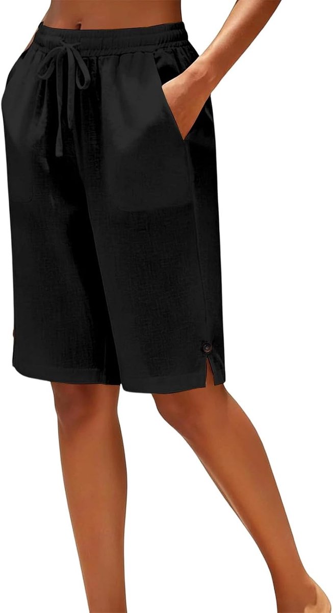 Capribroek, effen, modieus, korte beenkleding voor dames, luchtige snit, veelzijdig combineerbaar, perfect voor vrije tijd, kantoor, strandvakantie in de lente