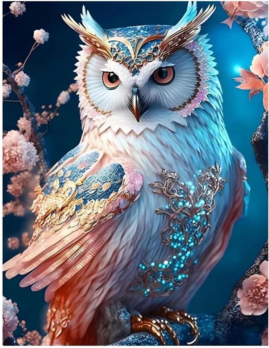 5D Diamond Painting Volwassenen 30x40 cm Boom en Uil