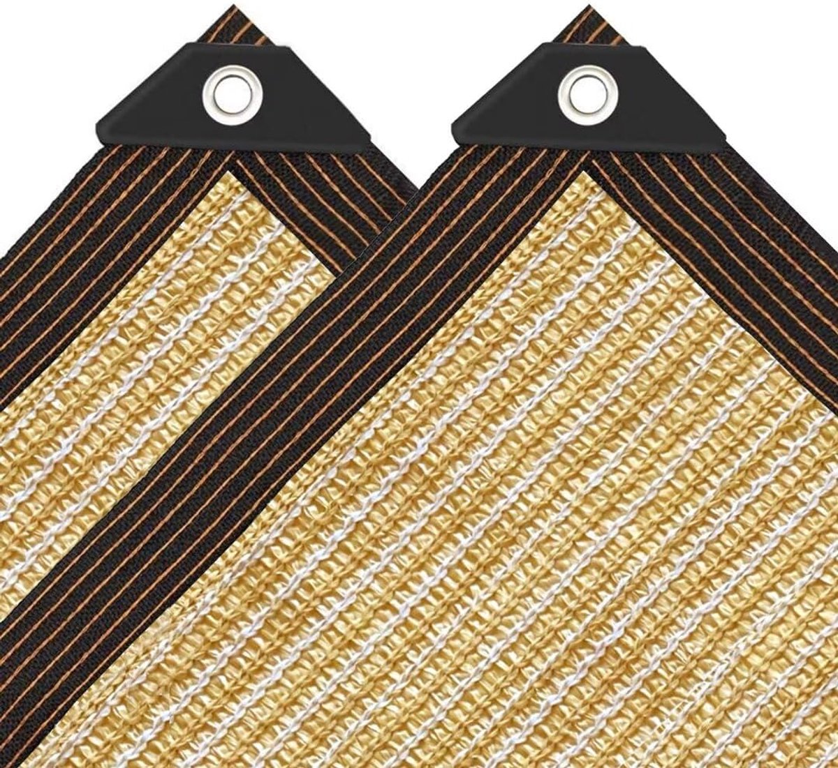 1 x 2 m, beige, rechthoekig, schaduwnet, tuin, schaduwnet met ogen, uv-bestendig, voor plantenbescherming, broeikas, schuur of kennel
