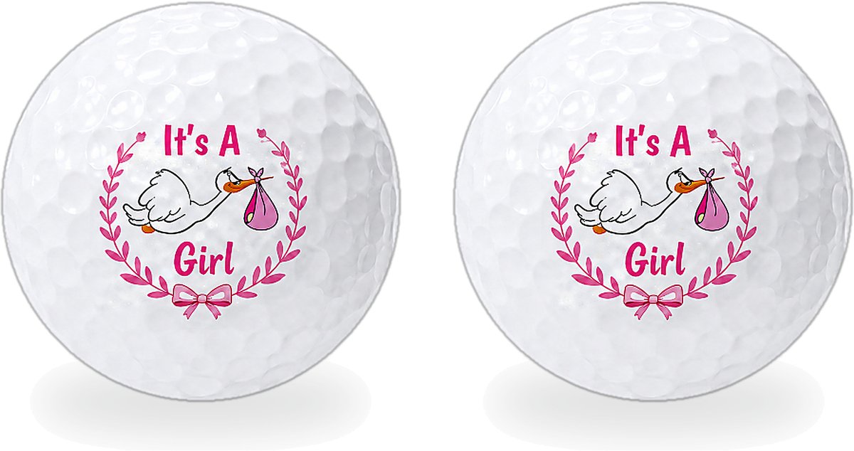Wilson Golfballen It's a Girl - Geboorte Golf Cadeau - 2 stuks - Bedrukte Golfballen