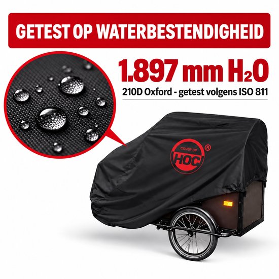 Bakfietshoes Bakfiets hoes Bakfietshoes Bakfiets hoes (met huif) - Red Label -Bakfietshoes Bakfiets hoes Bakfietshoes Bakfiets hoes (met huif) - Red Label - Voor Bakfietsen tot 230 cm van Bakfiets — afbeelding 2