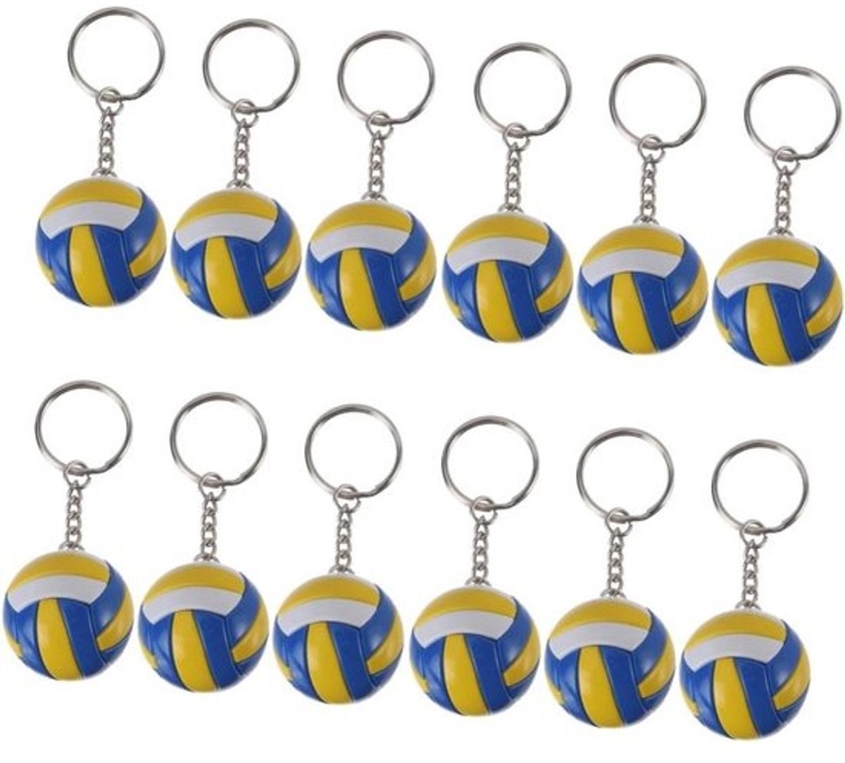 Volleybal Sleutelhangers - Sport Sleutelhangers - Sleutels Versieren - Gesimuleerd Volleybal Design - 4 Sets (12 stuks) - Bruin