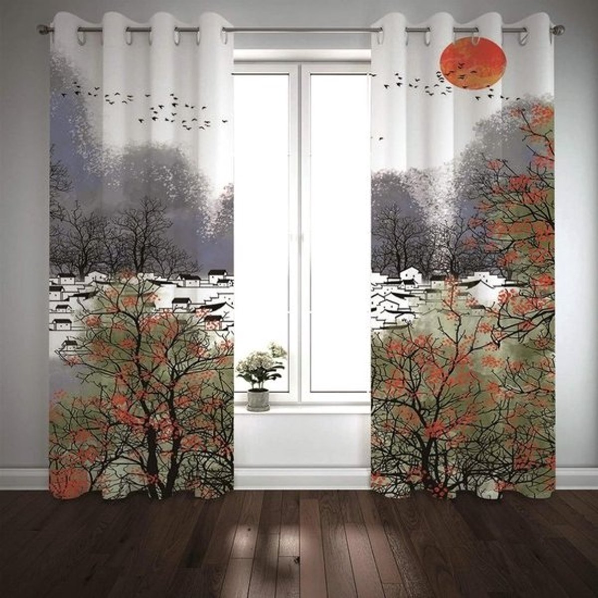 Gordijnstof - Raambekleding - Woonkamer Inrichting - 98% Lichtblokkering - 2x 107x214cm - Rood Grijs