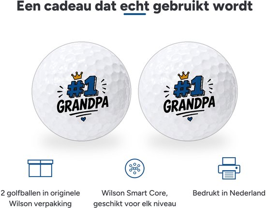 Golfballen Best Grandpa - Opa Golf Cadeau - 2 stuks - Wilson - Bedrukte Golfballen van Wilson — afbeelding 3