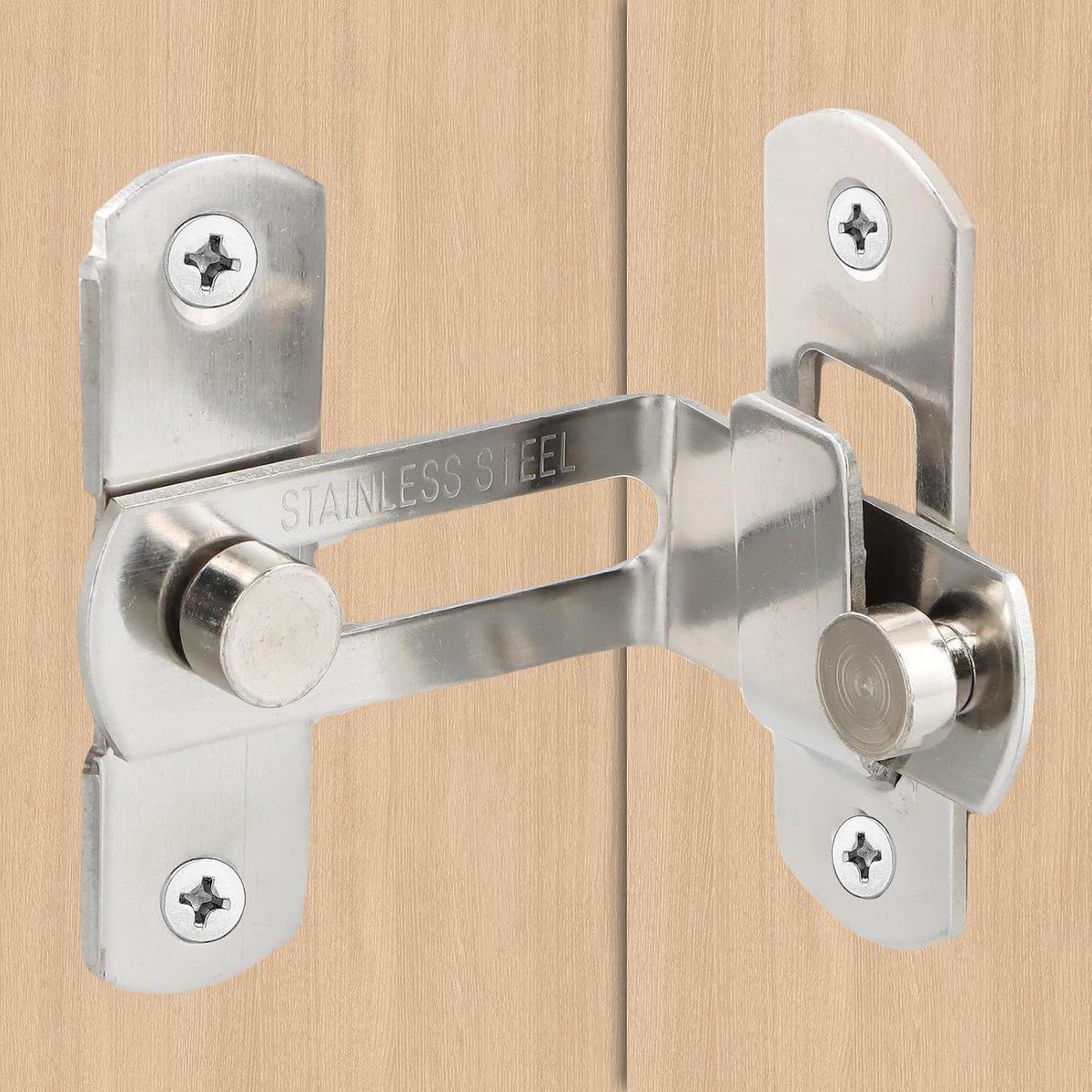 2 stuks schuifdeurslot, 90° schuifslot, gesp van roestvrij staal, rechthoekige deur, gesp, voor schuurdeur, ramen, tuinkasten (zilver)