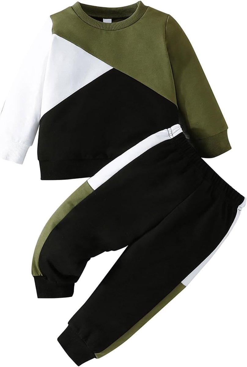 Kleine Jongen Sweatshirt Broek Outfits Set Baby Kleur Blokkerende Herfst Lange Mouw Tops Winter Sweatsuit Kleding