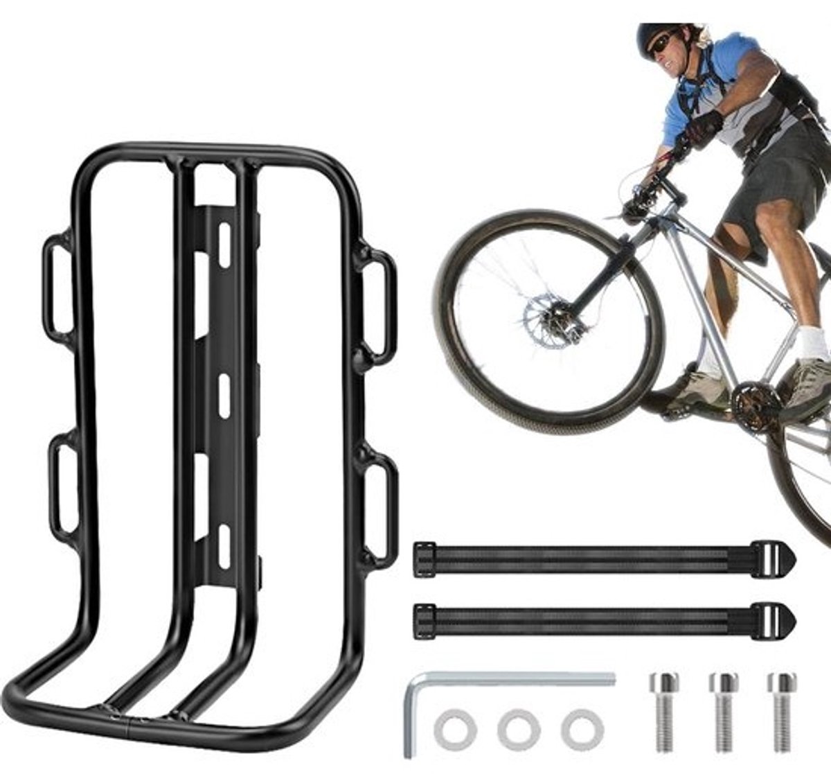 Voorfietsrek - Bagagedrager Fiets - Winkelen Reizen - Zware Laadcapaciteit - 20 x 14 x 14 cm - Zilver