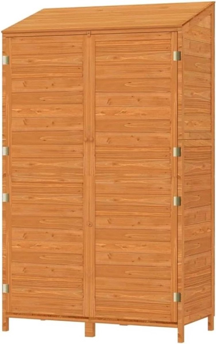 Houten Tuinschuur - Opbergkast Tuin - Tuinspullen Opbergen - Massief Vurenhout - 102x52x1745 cm - Bruin