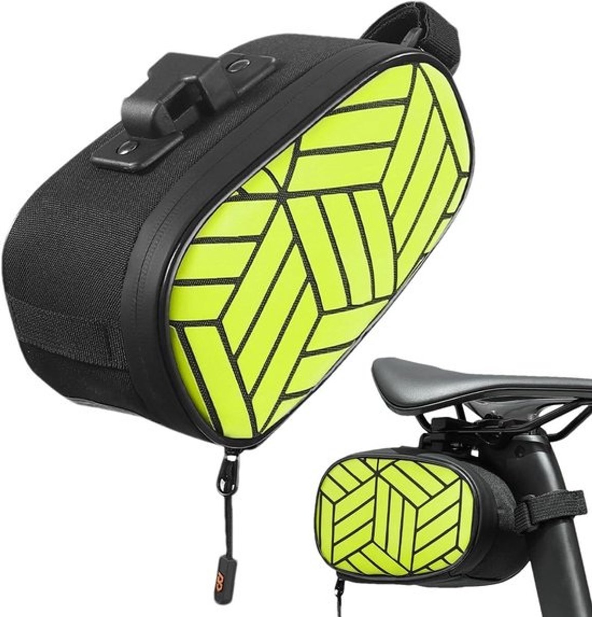 Fiets Zadel Tas - Onder Zit Tas - Fietsen Onderdelen Opslag - Reflecterende Veiligheidsstrip - 1.2 Liter Capaciteit - Groen