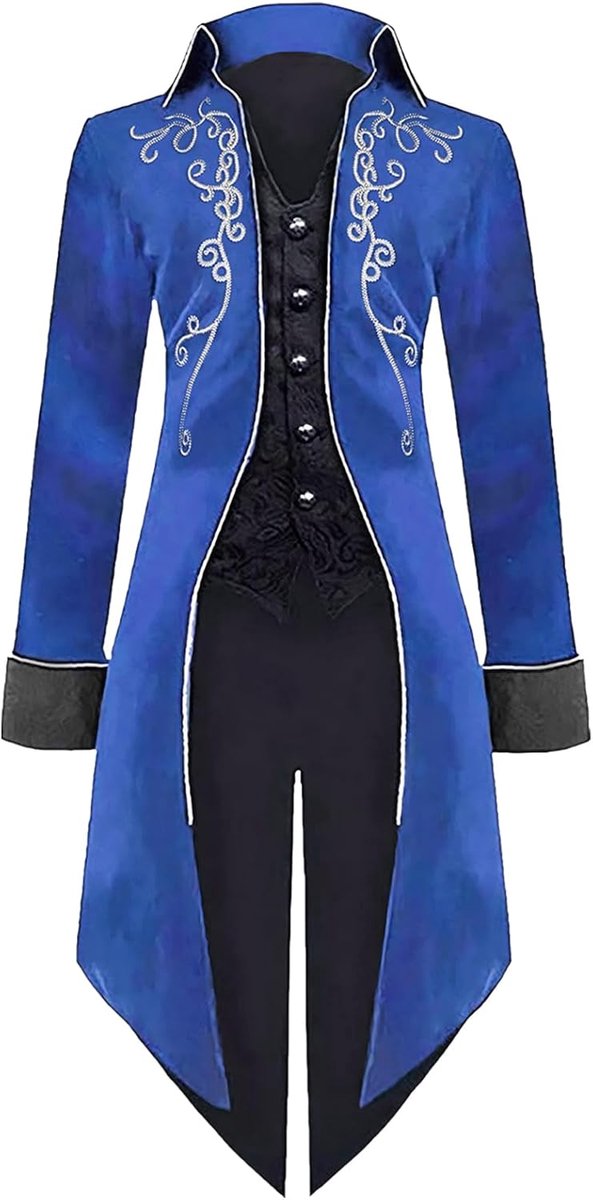 gothic herenjas, middeleeuws steampunk jack voor mannen, Victoriaanse renaissance, retro, vintage, borduurjas, Halloween, feest, cosplay, piratenkostuum, vampierkostuum voor