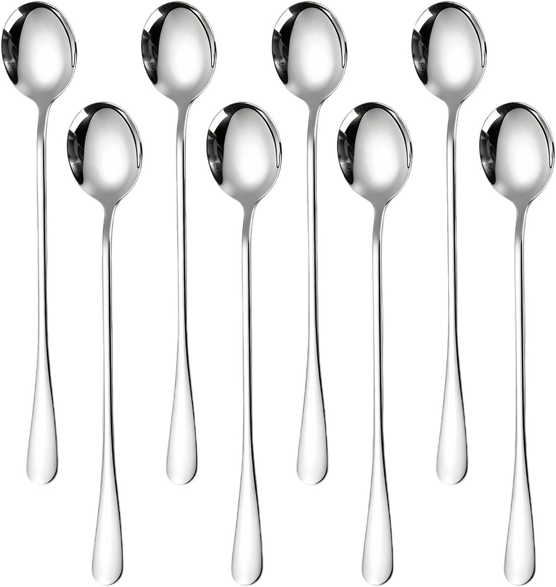 8 stuks ronde ijslepels 19,3 cm roestvrij staal vaatwasmachinebestendig