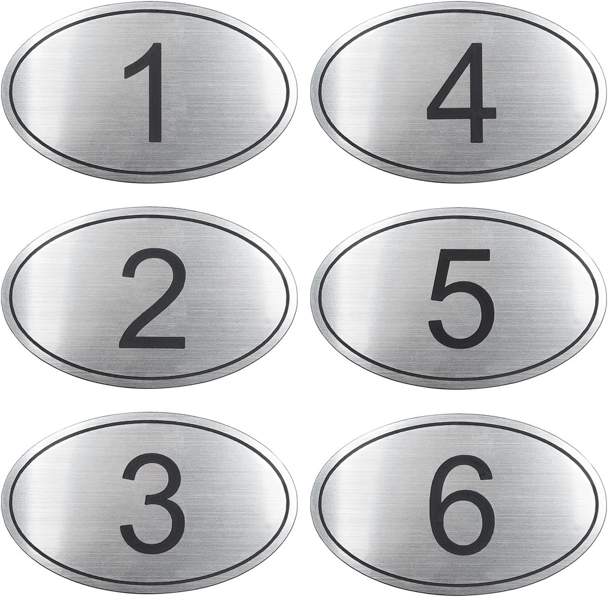 gegraveerd 9 cm x 5,5 cm ovale tafelnummers pubs restaurants clubs - zilver 1 tot 10