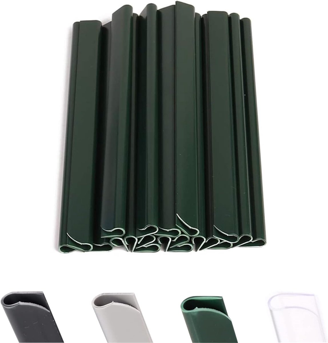 50 stuks pvc-bevestigingsclips, inkijkbescherming, klemrails voor zichtbescherming, klemrails, zichtwerende strips, klemstrips voor bevestiging voor tuin, hek, 50 stuks, groen