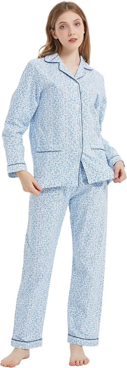 katoenen flanellen pyjama voor vrouwen 100% katoen flanel pyjama set zachte PJS gezellige dames loungewear