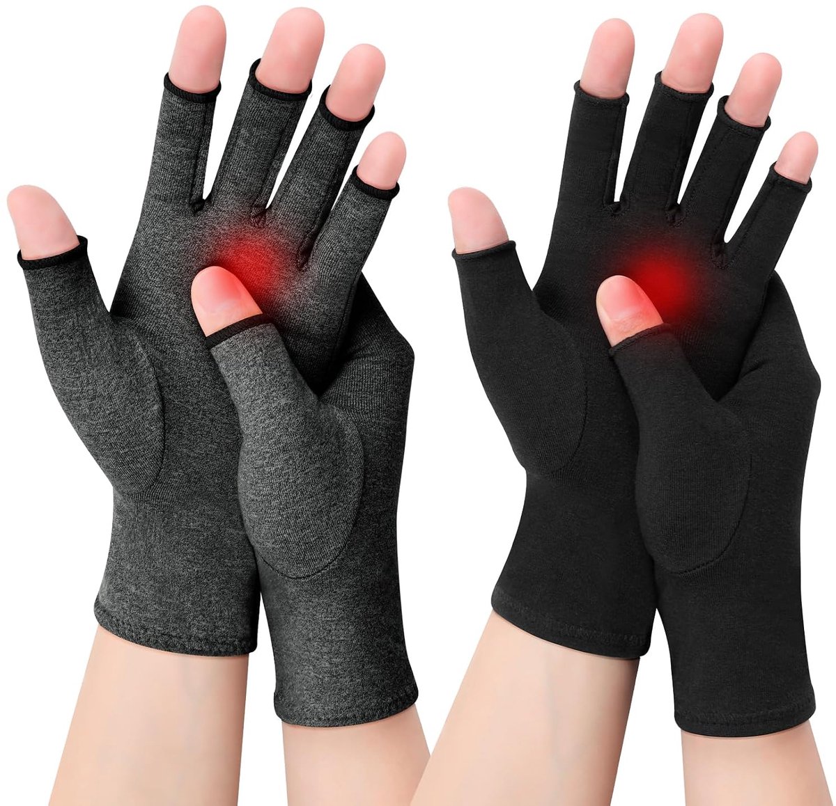 2 Paar Vingerloze Artritis Handschoenen Voor Vrouwen En Mannen, Compressie Artritis Handschoenen Vingerloze Handschoenen Verlichten Pijn Van Reumatoïde Artritis En Carpaal Tunnelsyndroom