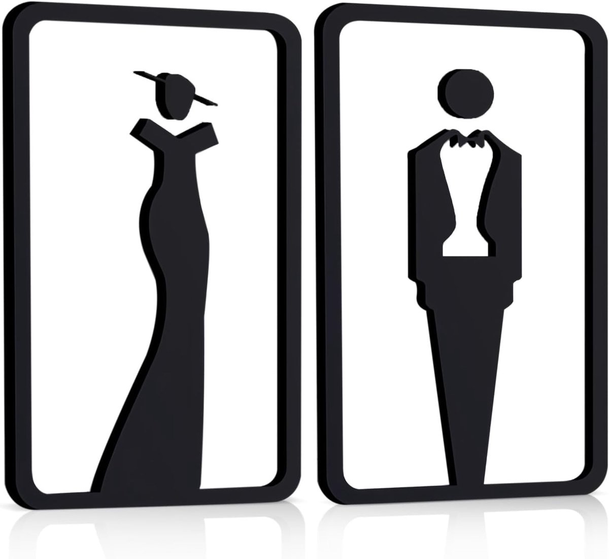 2 stuks badkamerborden voor dames en heren, acryl toiletbord voor zakelijk huis, unisex toiletbord met dubbelzijdige tape, 17,8 x 10,9 cm badkamer deurbord decor (zwart)