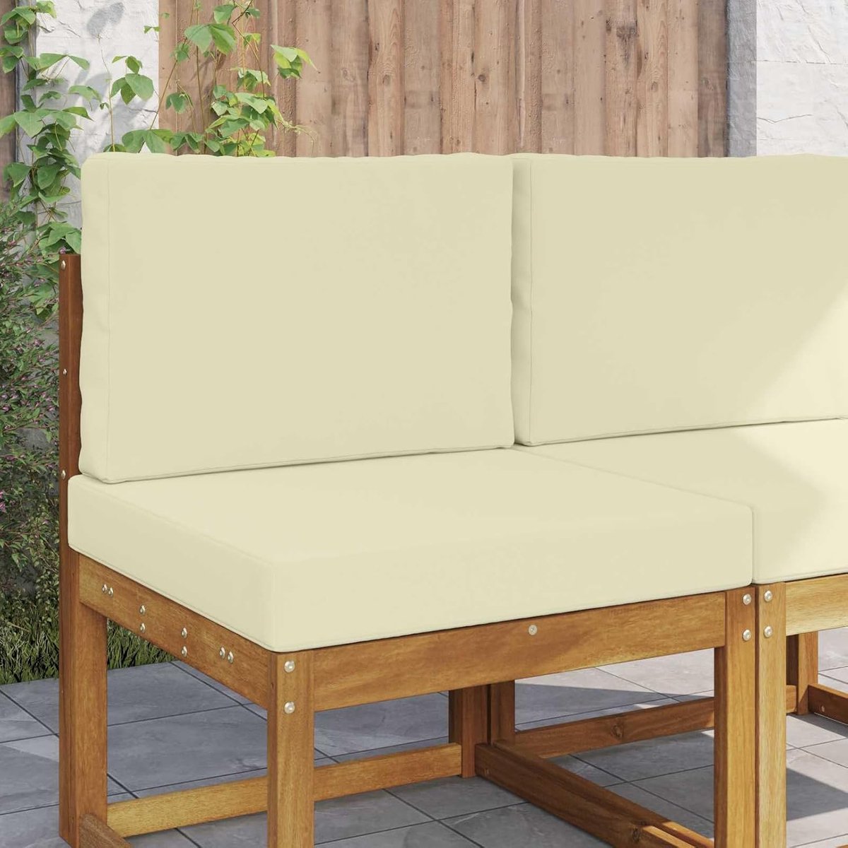 Sofakussen voor buiten 2 stuks crème polyester, rugkussen palletkussen zitkussen voor palletmeubels tuinmeubelen 900712
