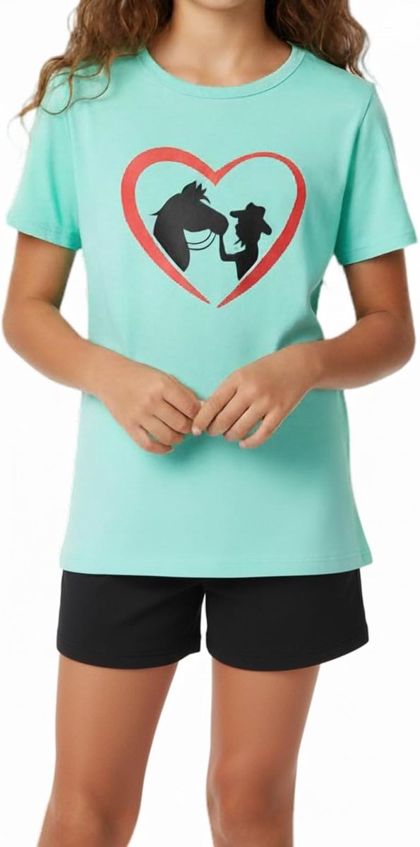 One Clothing Meisjespyjama kort - zachte single-jersey van 100% katoen - met paardenmotief