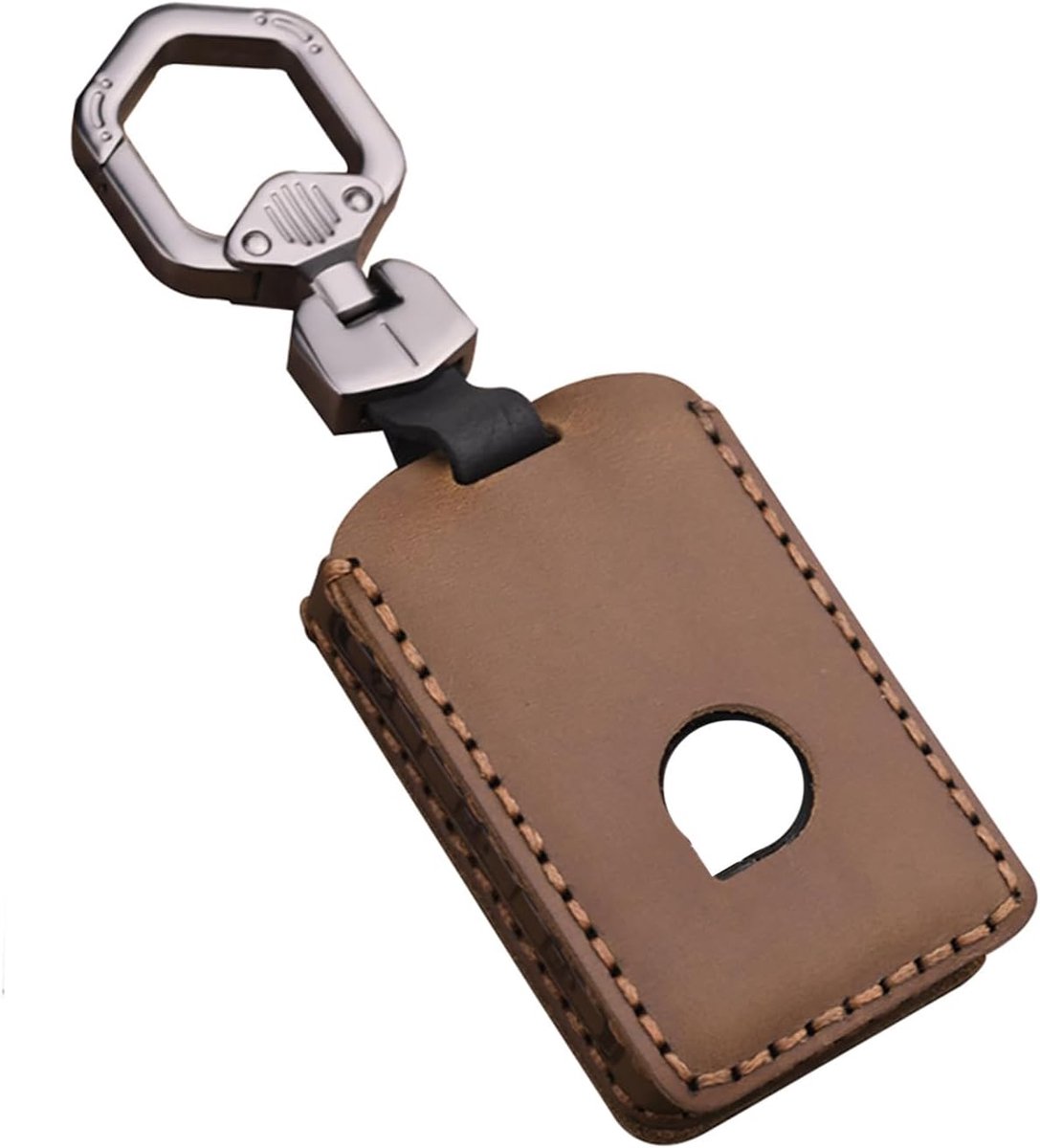 Past voor Volvo beschermhoes, sleutelbox, sleutelhoes, leren cover voor Volvo XC90, XC70, S60, S80, S90, C30, V70, V90, T8, sleutelloze afstandsbediening met sleutelhanger-bruin