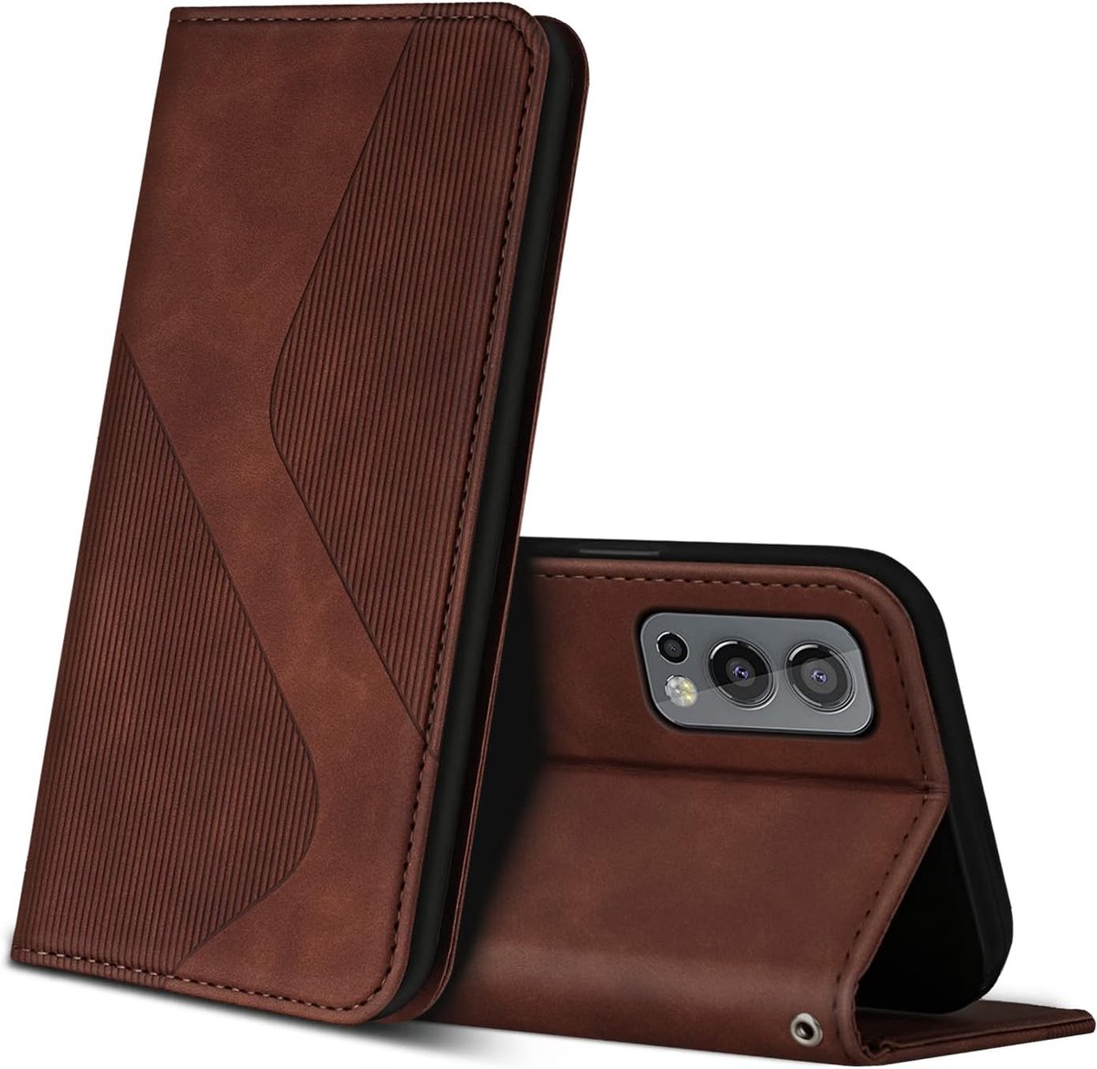 Hoesje voor OnePlus Nord 2 5G, PU Kunstleer Bookcase Telefoonhoesjes met [Kaartsleuven] [Stand], Flip Case Beschermhoesje voor OnePlus Nord 2 5G (Bruin)