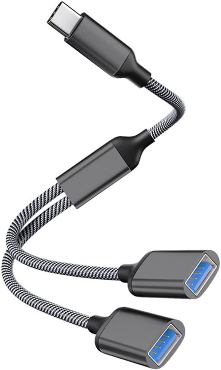 USB C Mannelijk naar Dubbele USB Vrouwelijk Adapter, Type C Splitter