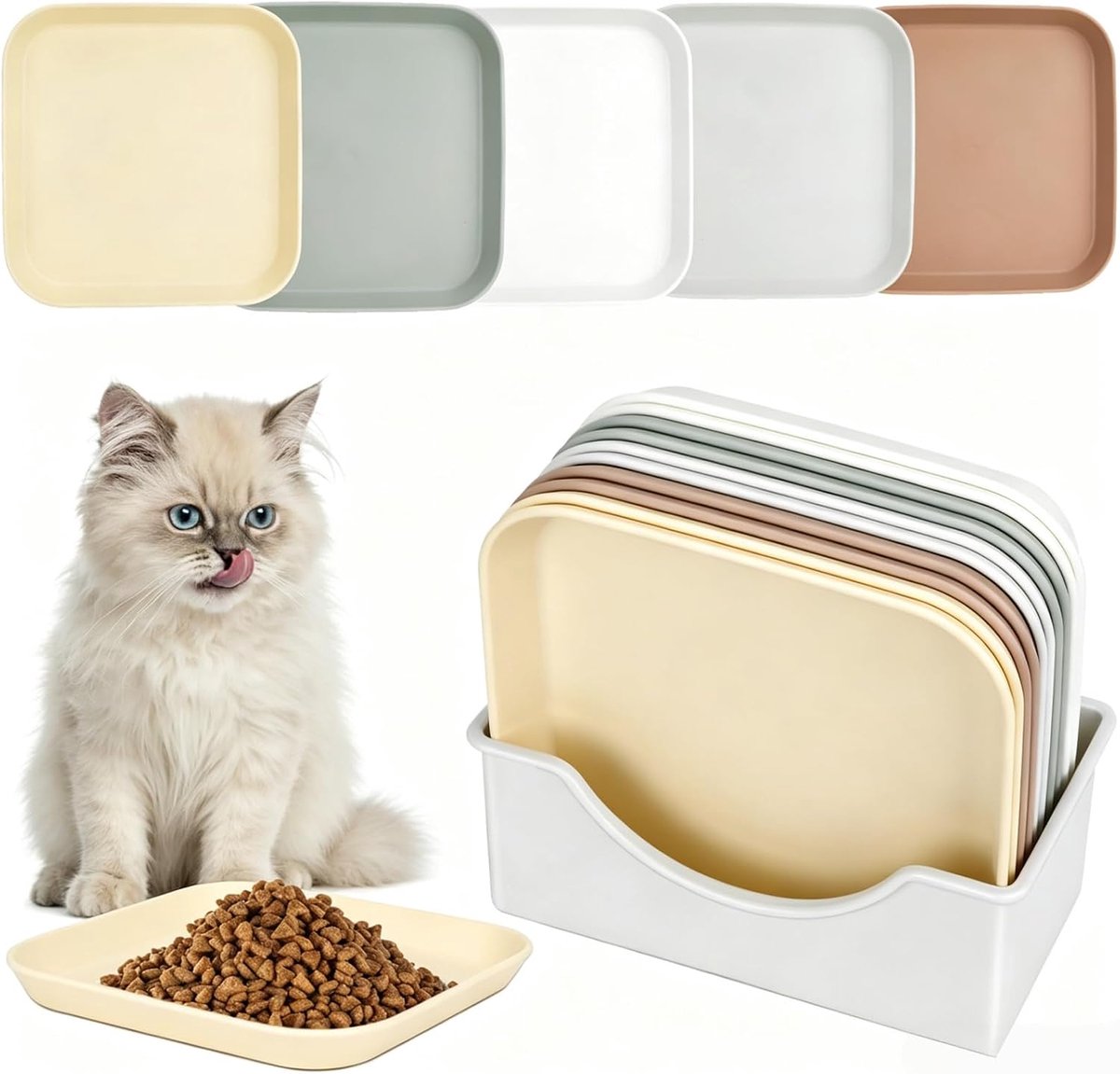 8 voederbakken voor katten, kattenvoerbak, kleurrijke kom voor katten – honden, katten, konijnen