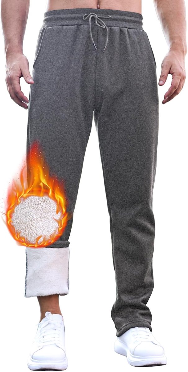 Joggingbroek voor heren, warm, gevoerd, warme en comfortabele joggingbroek, vrijetijdsbroek, verstelbare knuffelbroek voor heren, met trekkoord en zakken