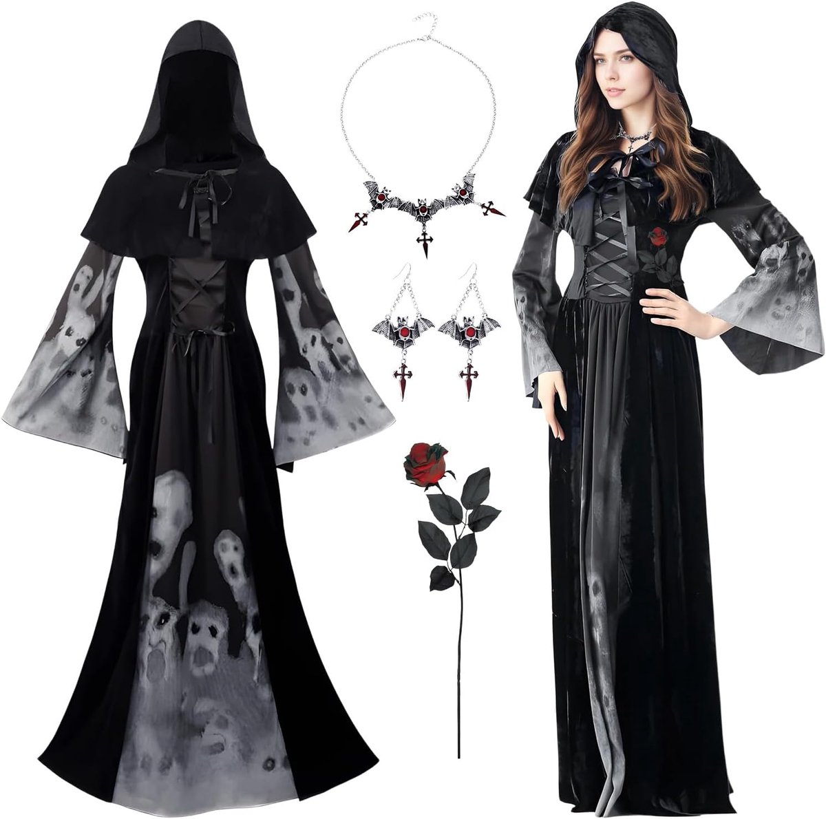 Halloween-kostuum voor vrouwen, carnaval, heksenkostuum