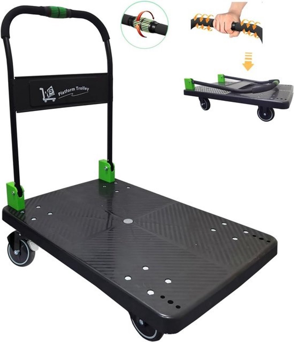 Inklapbare Transportwagen met Dempende Wielen - Capaciteit 350 kg