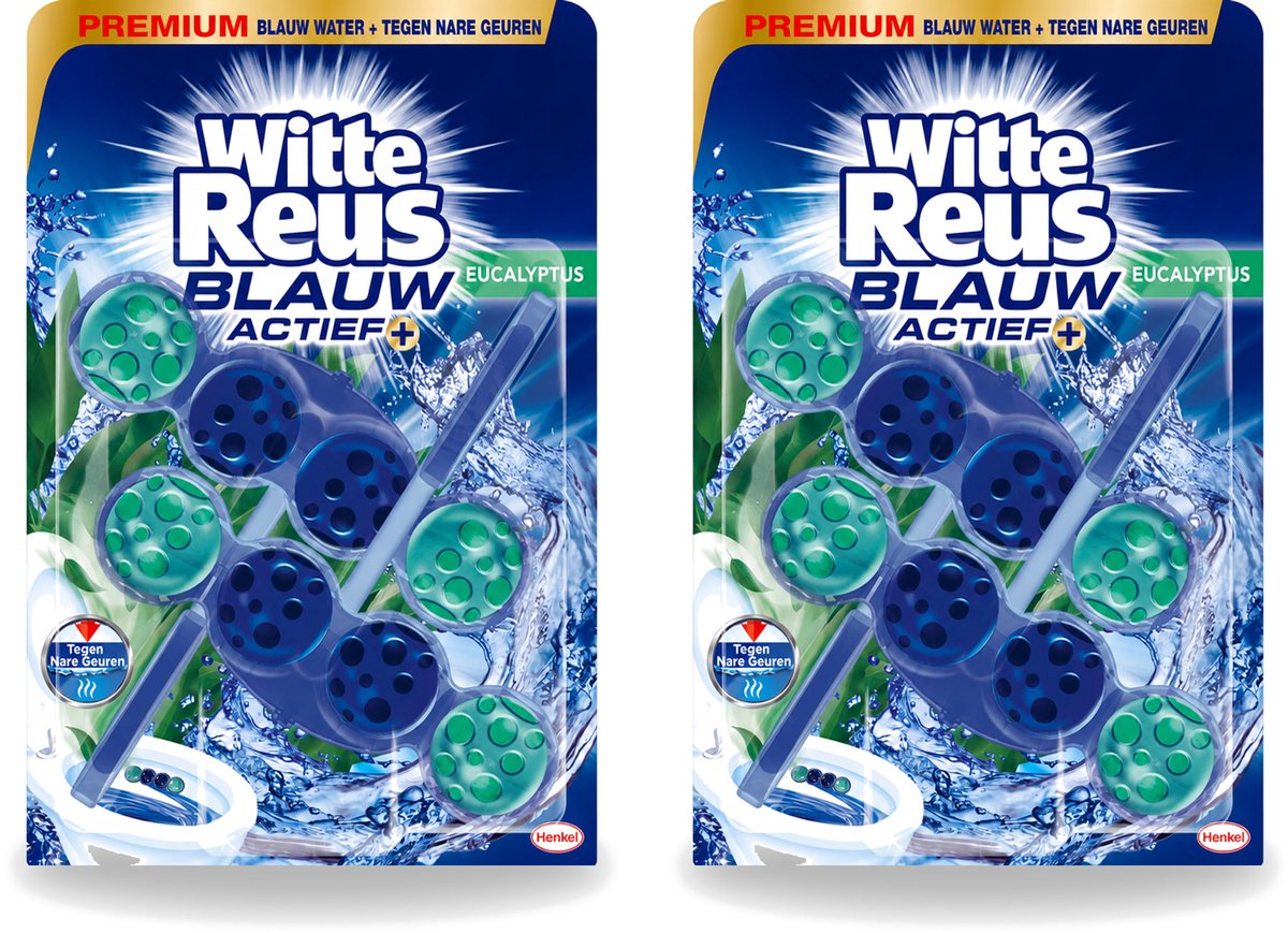 2 x Witte Reus - Toiletblok - Blauw Actief Eucalyptus - 2 Toiletblokken - Voordeelverpakking - 2 stuks