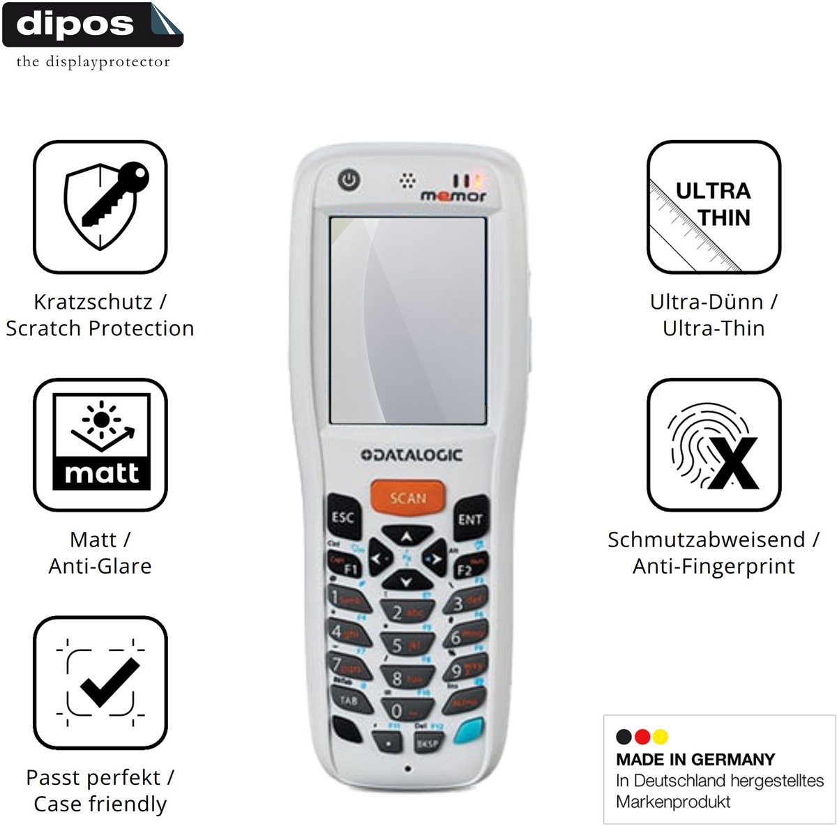 dipos – 4x Matte Beschermfolie geschikt voor Datalogic Memor X3 | Krasbestendige & antireflecterende Screenprotector Ultra-Thin