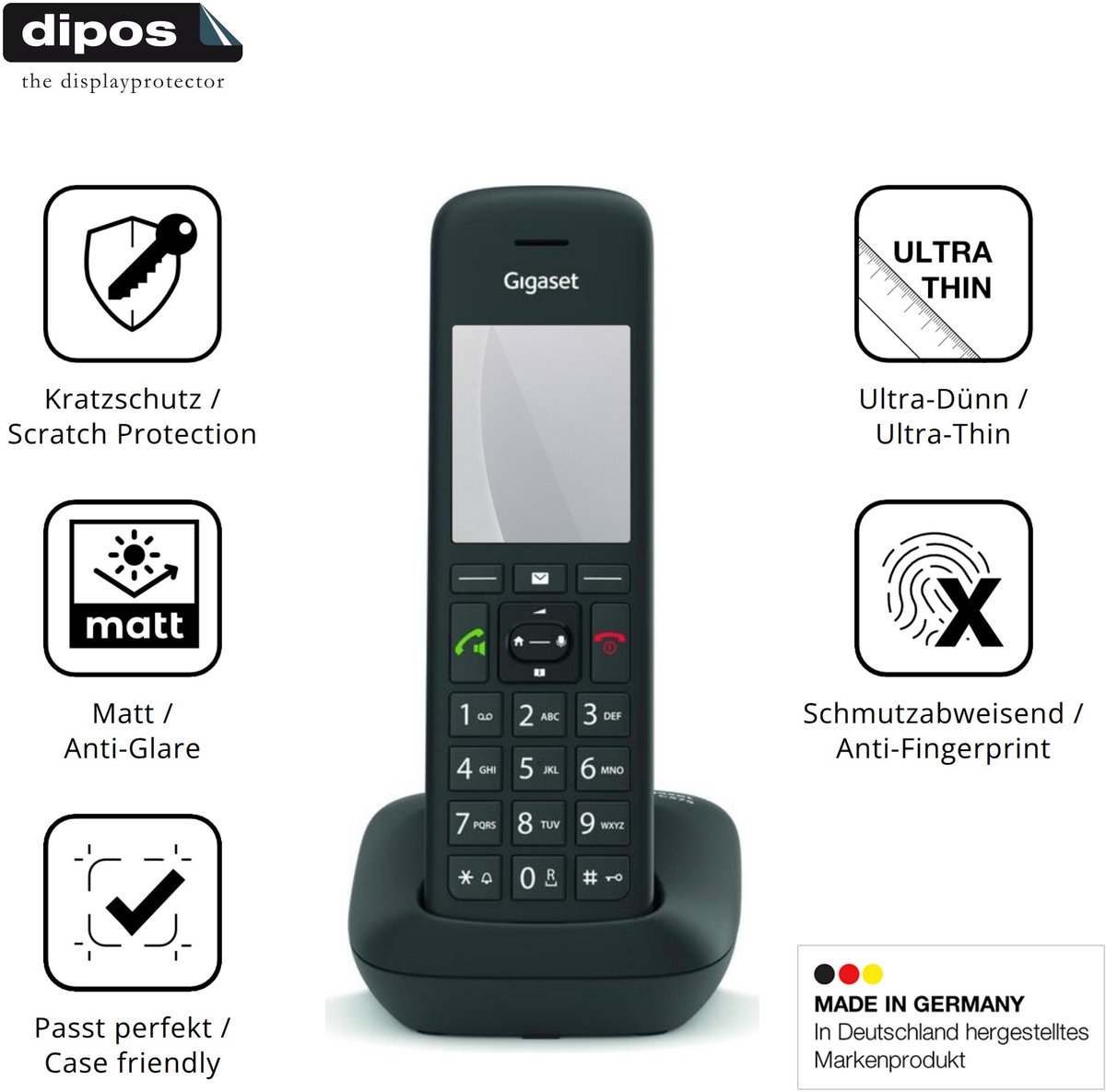 dipos – 4x Matte Beschermfolie geschikt voor Gigaset C575A | Krasbestendige & antireflecterende Screenprotector Ultra-Thin