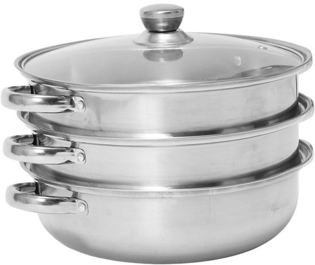 Roestvrijstalen Stoompot - Stoomkoker Soepketel - Gezond Koken - Verdikt Bodemontwerp - 3 Lagen - Zilverkleurig