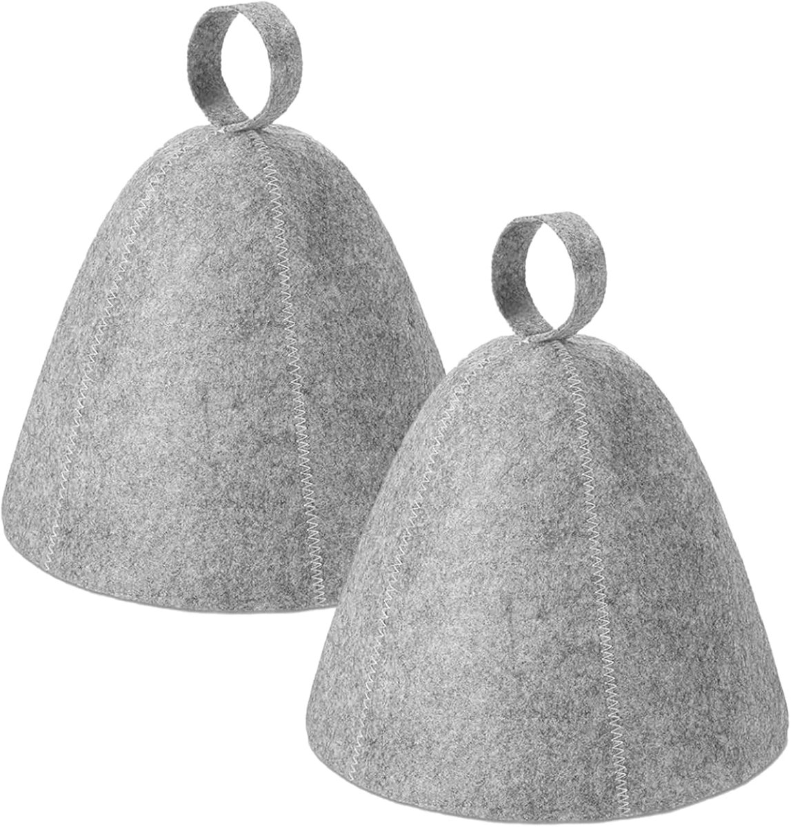 Saunamuts, 2 stuks, grijs, voor dames en heren, ademende stoombadmuts met ophanglus, absorberende spa-hoofdbedekking, hittebescherming, badaccessoires, grote pasvorm
