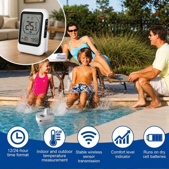 wifi, IP66, drijvende zwembadthermometer, thermometer voor zwembaden, economie, voor zwembaden, ijsbakken en whirlpools — afbeelding 2