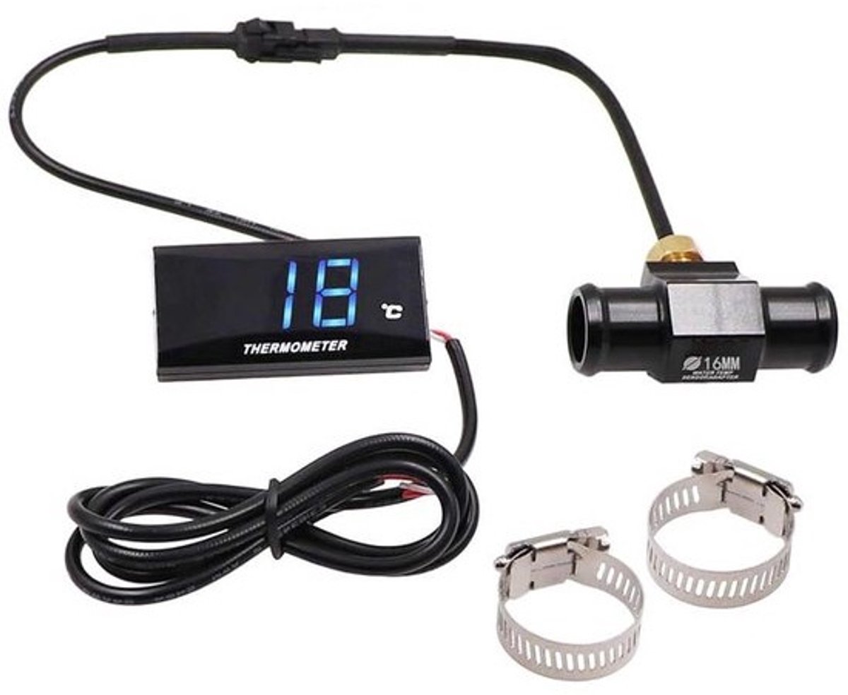 Universele digitale watertemperatuurthermometer voor motorfietsen met metalen sensor