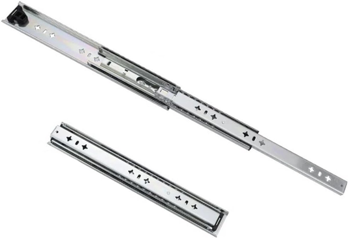 volledige uitschuifbare laderails - 51 x 250 mm - Uitschuifbaar op wieltjes telescopische rail kogelgeleiding - railsysteem belastbaar tot 100 kg 1 set = 2 stuks