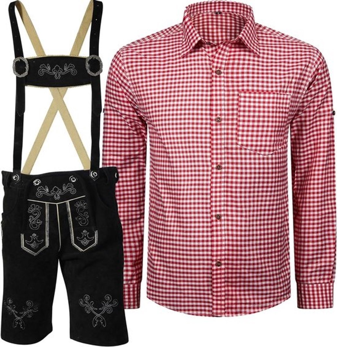 Set Lederhosen met Bretels en Traditioneel Oktoberfest Overhemd voor Heren