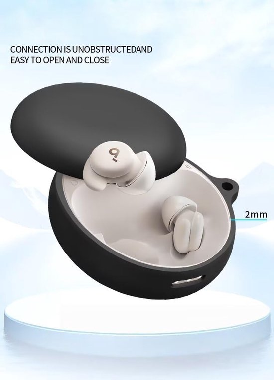 compatibel met Anker Soundcore Sleep A30, schokbestendige siliconen beschermhoes [LED aan de voorkant], compatibel met Anker Soundcore Sleep A30, zwart — afbeelding 4